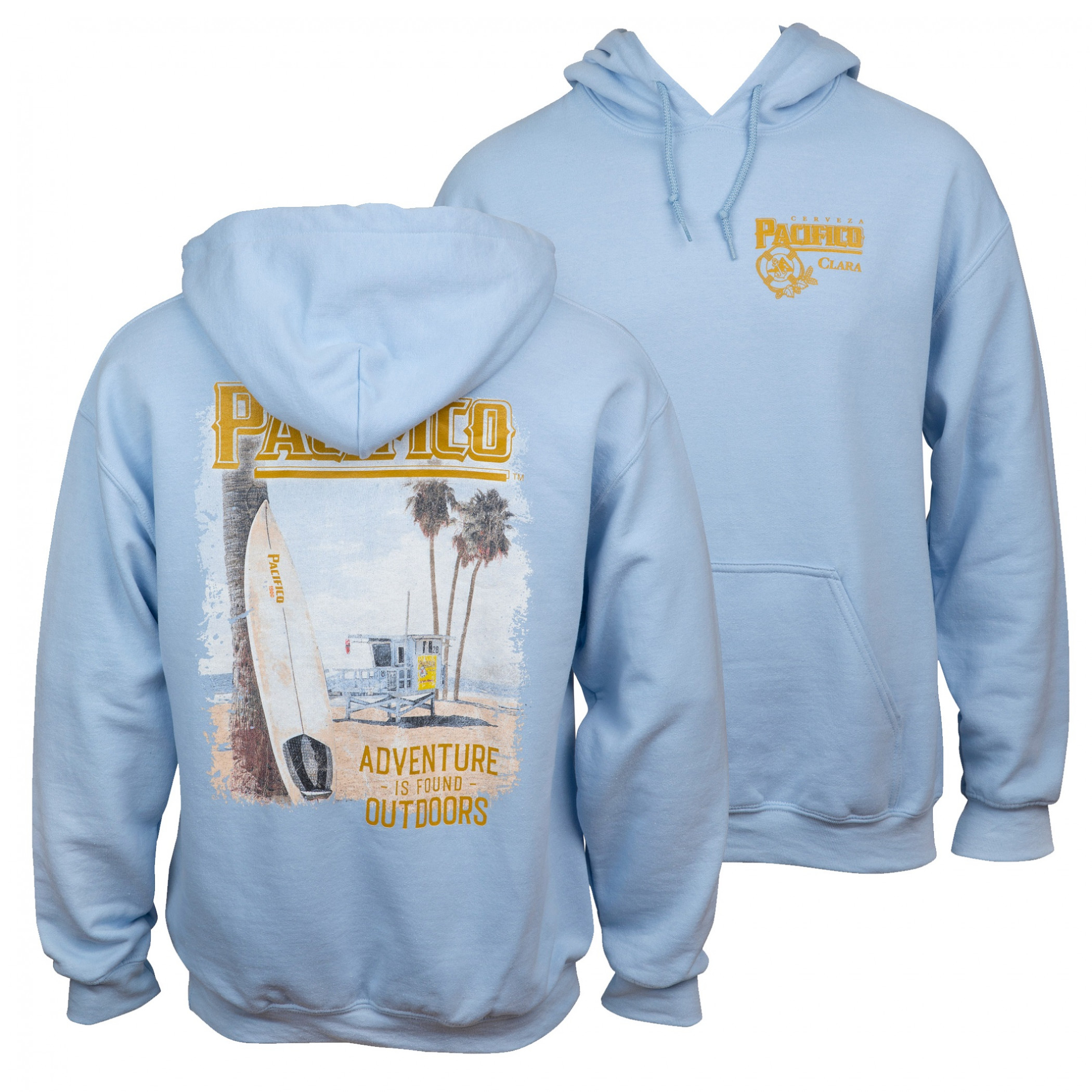 Pacifico Adventure Is Out There Beach Front and Back Print Hoodie